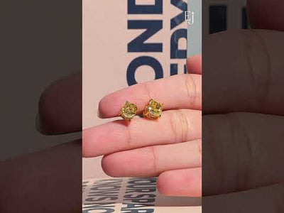 Cushion Cut Yellow Diamond Studs | Earthly Jewels