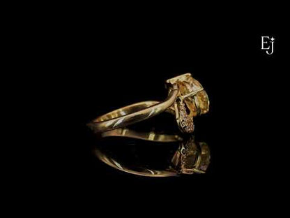 Yellow Pear Shaped Engagement Ring Wave Band | Earthly Jewels