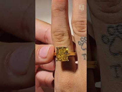 Yellow Cushion Solitaire Double Band Ring | Earthly Jewels