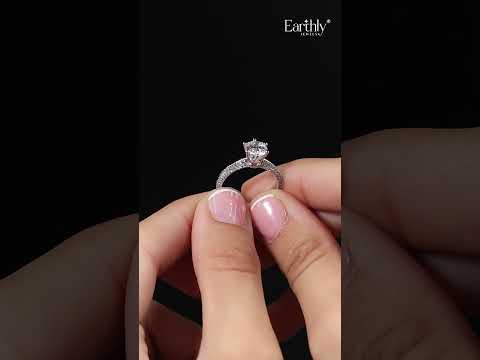 Round Solitaire Engagement Milgrain Pave Band | Earthly Jewels