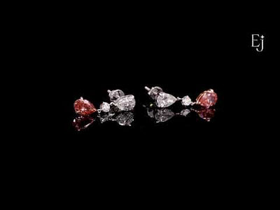 Pear shaped Red Diamond Drop Earrings | Earthly Jewels