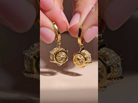 Round Cut Solitaire Diamond Leverback Dangle Earrings | Earthly Jewels