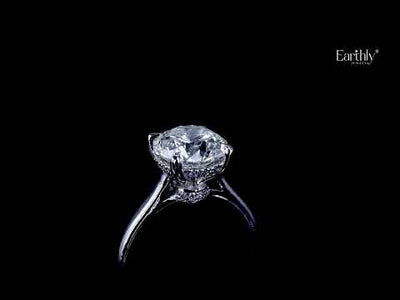 Round Solitaire Double Hidden Halo Cathedral  Ring | Earthly Jewels