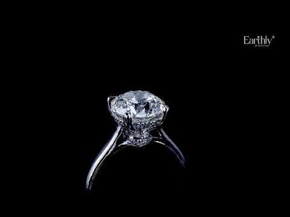 Round Solitaire Double Hidden Halo Cathedral  Ring