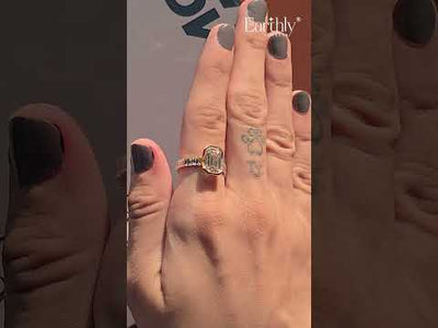 Emerald Half Bezel Ring With Bar Set Baguettes | Earthly Jewels