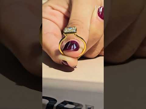 Radiant Cut Diamond Half Bezel East West Ring | Earthly Jewels