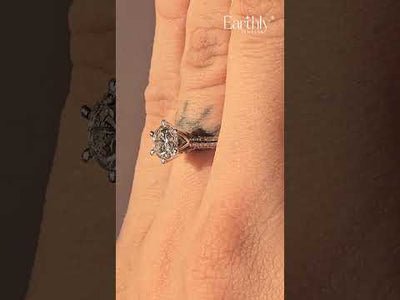 Round Solitaire Engagement Milgrain Pave Band | Earthly Jewels
