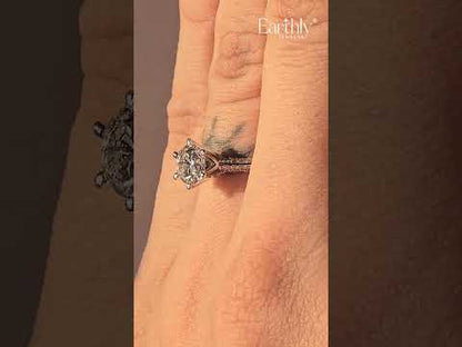 Round Solitaire Engagement Milgrain Pave Band | Earthly Jewels