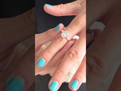 Oval Half Bezel Triple Diamond Engagement Ring | Earthly Jewels
