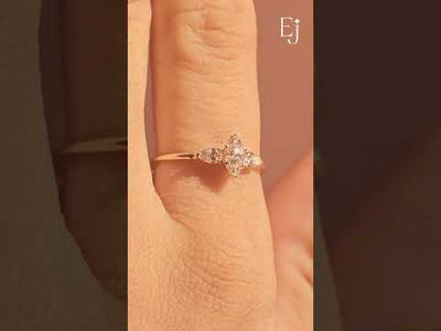 Marquise Diamond Ring With Pear Side Stones | Earthly Jewels