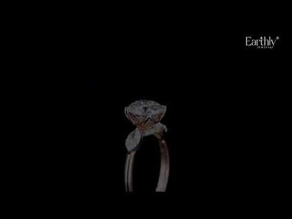 Round Floral Solitaire Ring With Side Marquise Stone