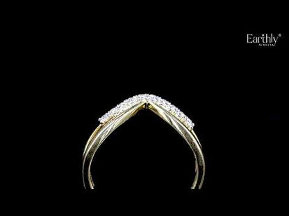 Double Band Diamond Chevron Ring