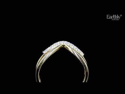 Double Band Diamond Chevron Ring
