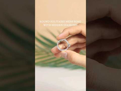 Round Solitaire Mens Ring With Hidden Diamond