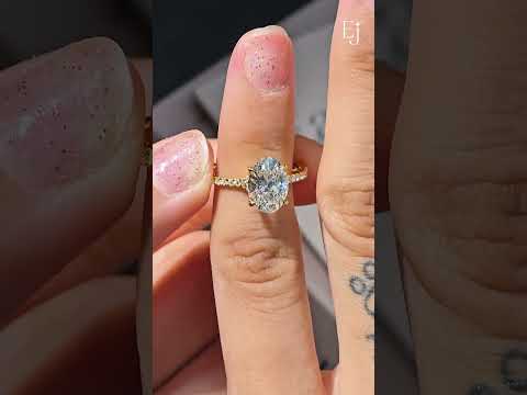 Oval Cut Split Shank Single Pave Engagement Ring | Earthly Jewels