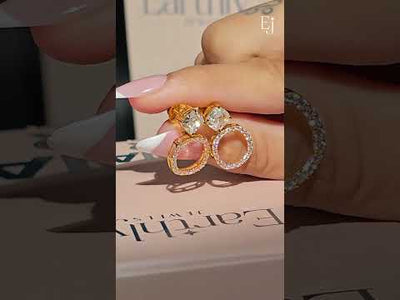 Cushion Cut Stud Earrings With Detachable Halo | Earthly Jewels