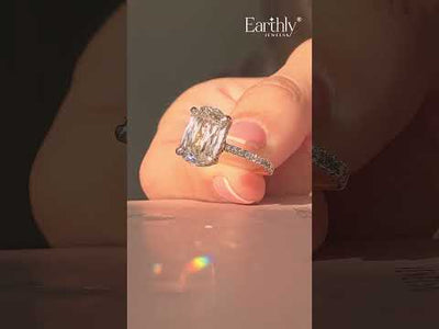 Cushion Cut Hidden Halo Engagement Ring | Earthly Jewels