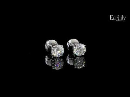 2 Carat Round Diamond Earrings