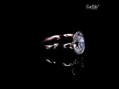 Oval Solitaire Half Bezel Engagement Ring | Earthly Jewels
