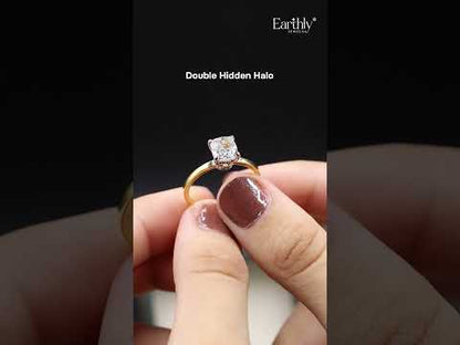 Cushion Solitaire With Double Hidden Halo Ring