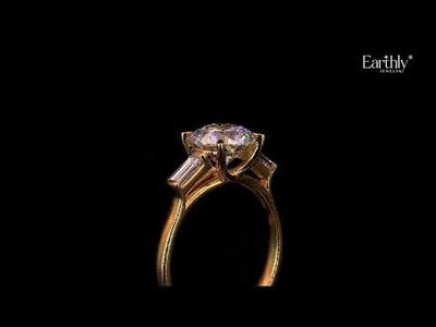 Round Solitaire Engagement Ring With Tapered Baguette | Earthly Jewels