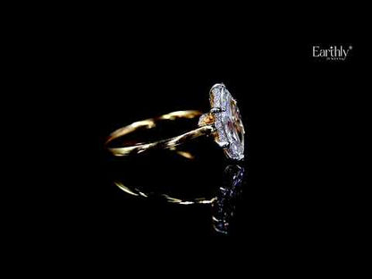 Marquise Solitaire Double Hidden Halo Cathedral Ring