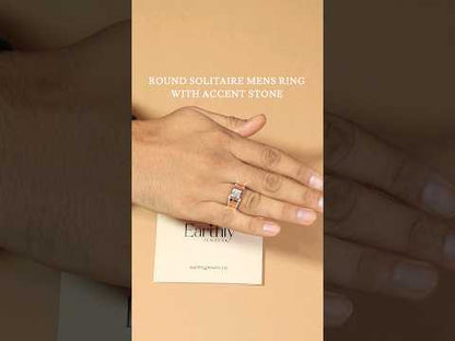Round Solitaire Mens Ring With Accent Stone