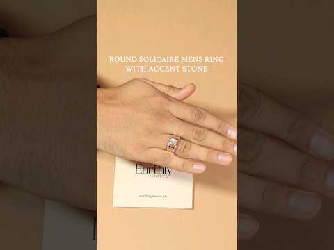 Round Solitaire Mens Ring With Accent Stone