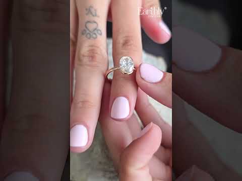 Oval Solitaire Half Bezel Engagement Ring