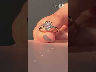 Round Solitaire Half Bezel Engagement Ring | Earthly Jewels