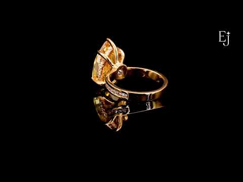 Yellow Pear Solitaire Ring With Channel Setting | Earthly Jewels