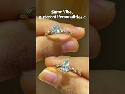 Pear & Round Diamond Twisted Pave Band Engagement Ring 