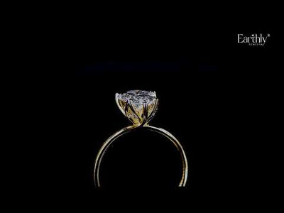 Pear Solitaire Floral Prong Ring | Earthly Jewels