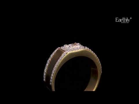 Radiant Solitaire Men'S Ring With Accent Stone