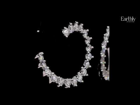 C Shape Diamond Stud Earrings