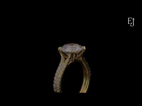 Round Cut Dual Split Pave Engagement Ring | Earthly Jewels