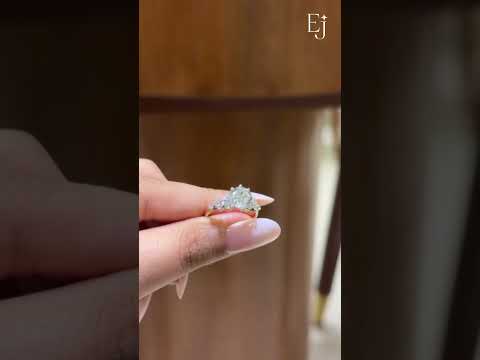 Portuguese Cut Engagement Ring With Accent Stones | Earthly Jewels