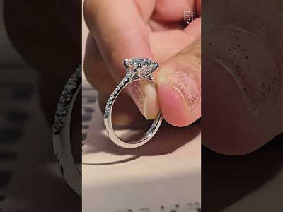 Round Cut Split Shank Single Pave Engagement Ring | Earthy Jewels