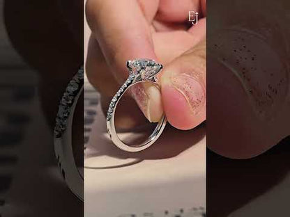 Round Cut Split Shank Single Pave Engagement Ring | Earthy Jewels