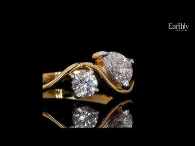 Round And Pear Diamond Toi Et Moi Ring | Earthly Jewels