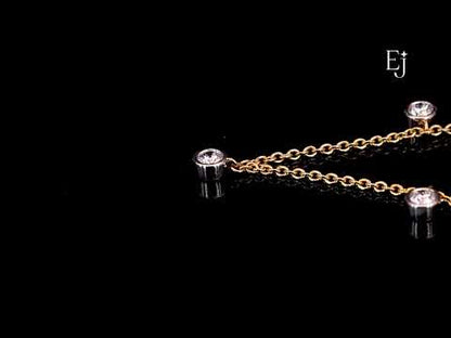 Round Diamond Bezel Drop Station Necklace | Earthly Jewels