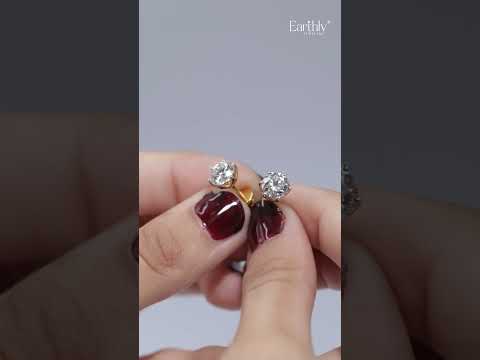 2Ctw Lotus Radiance with Round Solitaire Stud | Earthly Jewels