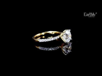 Round Solitaire Shape Floral Ring With Pave Band