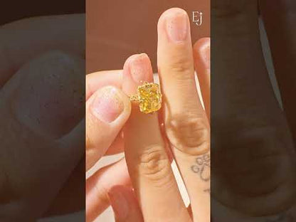 Yellow Diamond Radiant Cut Pave Ring | Earthly Jewels