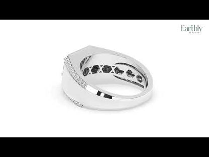 Round Solitaire Mens Ring With Accent Stone
