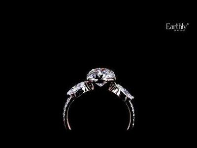 Round Half Bezel Solitaire Ring With Side Stones | Earthly Jewels