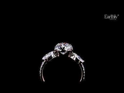 Round Half Bezel Solitaire Ring With Side Stones
