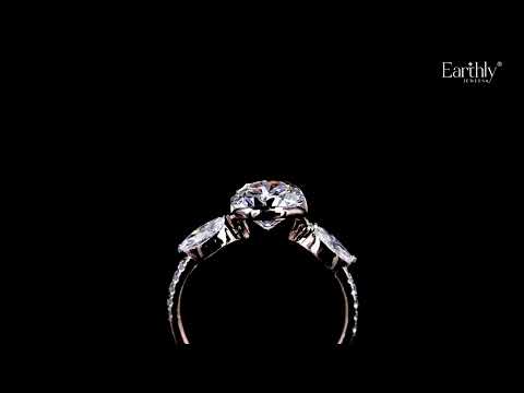 Round Half Bezel Solitaire Ring With Side Stones