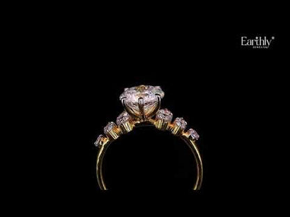 Portuguese Cut Engagement Ring With Accent Stones | Earthly Jewels