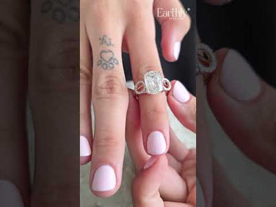 Cushion solitaire ring with Side Halos | Earthly Jewels